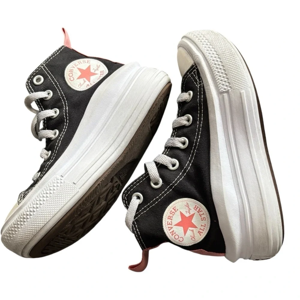 Converse Girls Black and Coral platform High-Tops Sneakers Size 11
